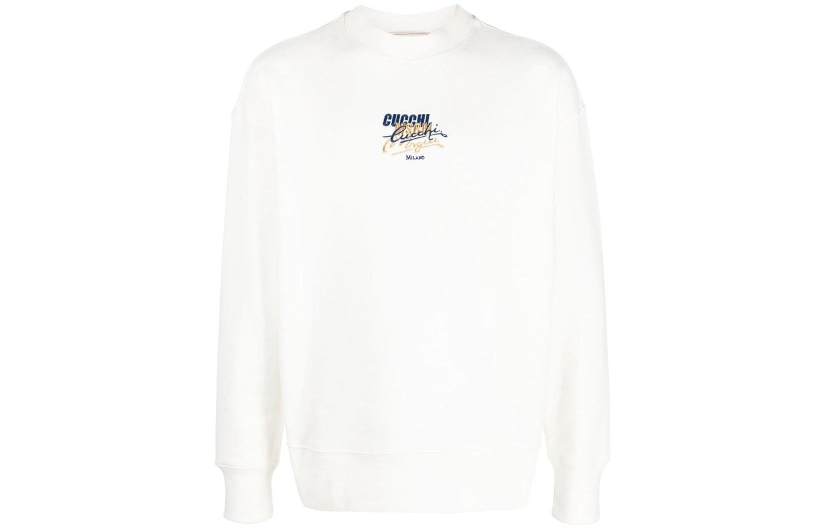 MSGM White Crewneck Pullover Sweatshirt with Printed Lettering 3340MM802227709