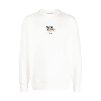 MSGM White Crewneck Pullover Sweatshirt with Printed Lettering 3340MM802227709
