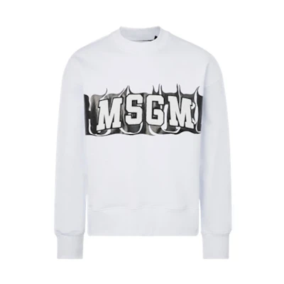 MSGM White Crewneck Sweatshirt with Front Lettering Design 2940MM170-207599