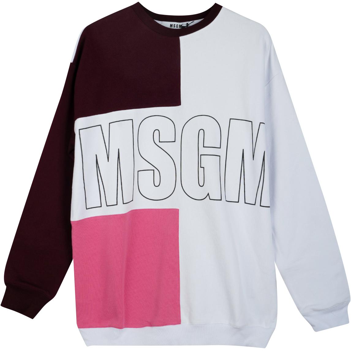 MSGM White Crewneck Sweatshirt with Printed Letters and Drop Shoulders 2741MDM90X195799-01