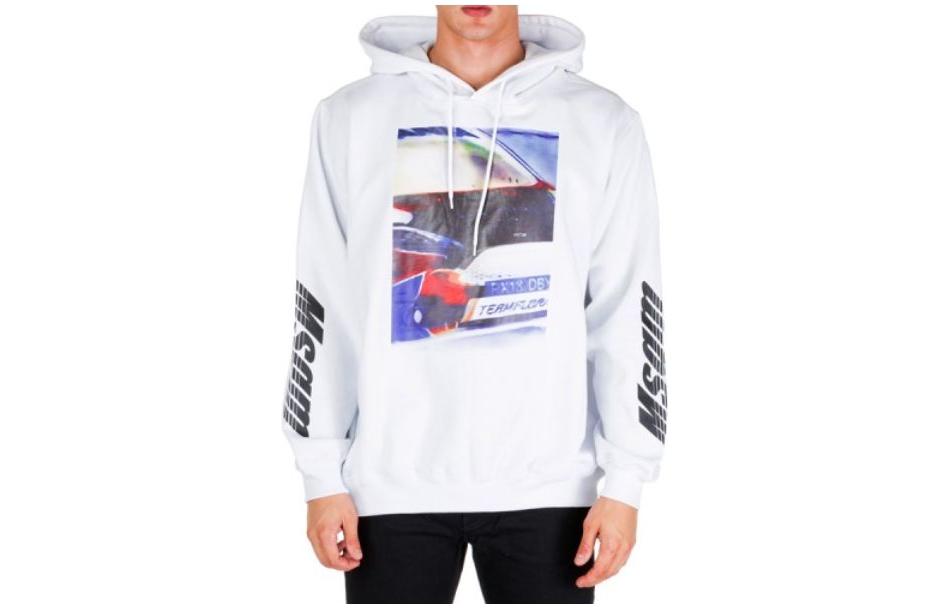 MSGM White Graphic Print Hooded Pullover Sweatshirt 2740MM172-195799-01