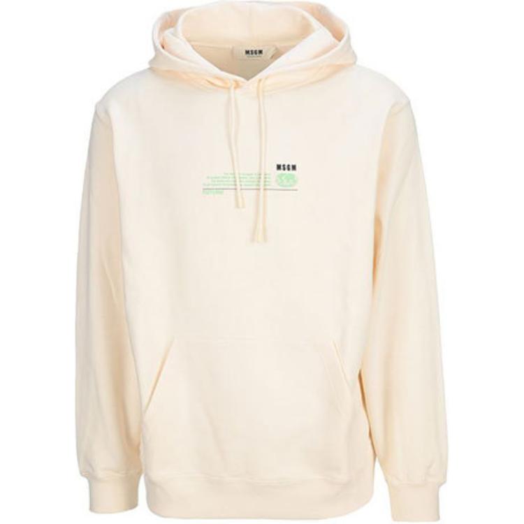 MSGM White Graphic Print Hoodie Long Sleeve Casual Wear 3040MM174217119-02