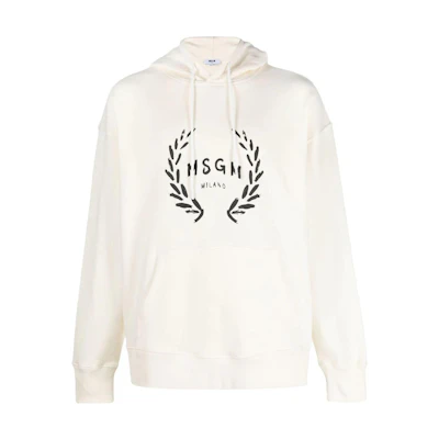 MSGM White Letter Print Pullover Hoodie 3540MM130-237799-02