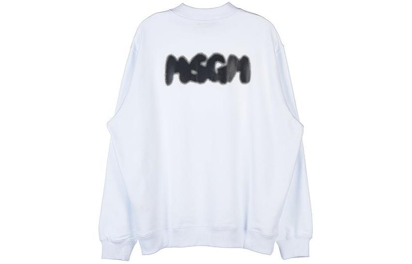 MSGM White Logo Print Crewneck Oversized Sweatshirt Unisex 3341MDM18422779901