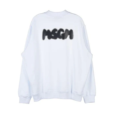 MSGM White Logo Print Crewneck Oversized Sweatshirt Unisex 3341MDM18422779901