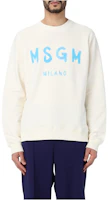 MSGM White Oversized Logo Print Crewneck Sweatshirt 3640MM51124700202 MSGM White Oversized Logo Print Crewneck Sweatshirt 3640MM51124700202
