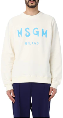 MSGM White Oversized Logo Print Crewneck Sweatshirt 3640MM51124700202 Buy MSGM White Oversized Logo Print Crewneck Sweatshirt 3640MM51124700202