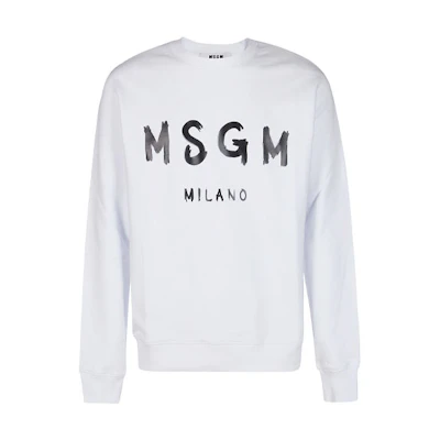 MSGM White Pullover Sweatshirt with Letter Print 2000MM513-200000-01