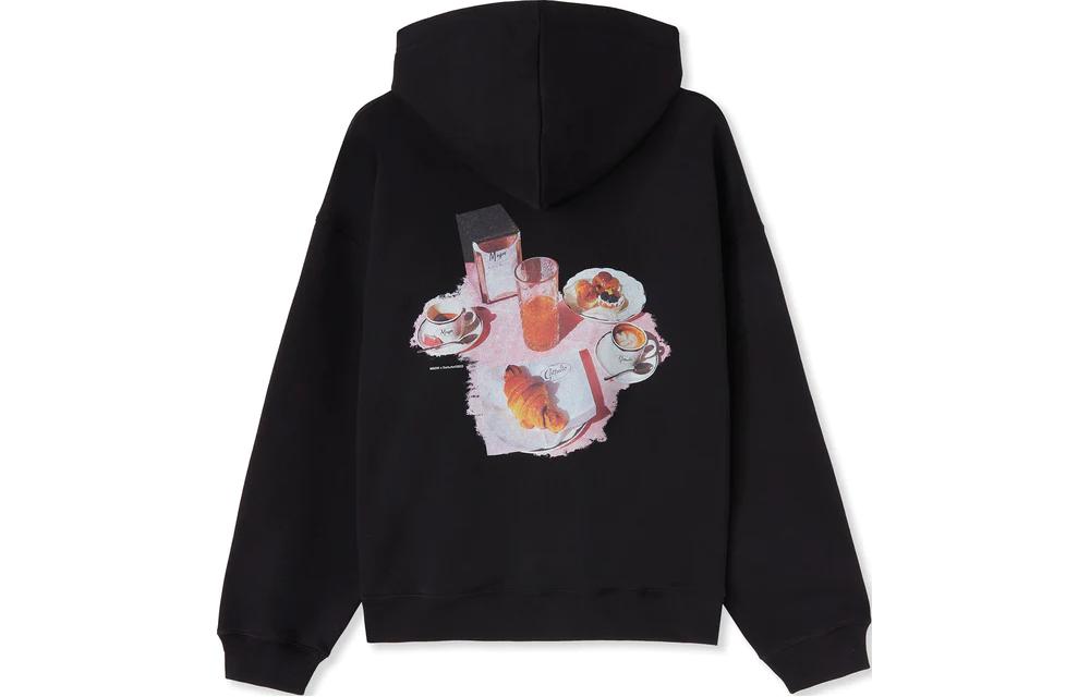 MSGM Gattullo Black Hoodie with Aperitif Print Unisex Collaboration 3540MM808-237999-99