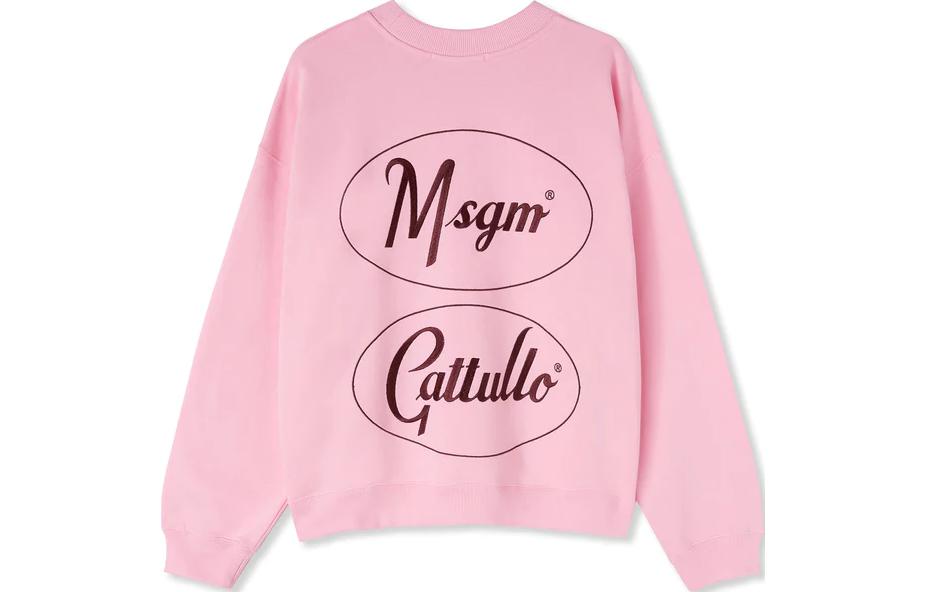MSGM Gattullo Pink Logo Crewneck Sweatshirt Unisex Long Sleeve 3540MM807-237999-12