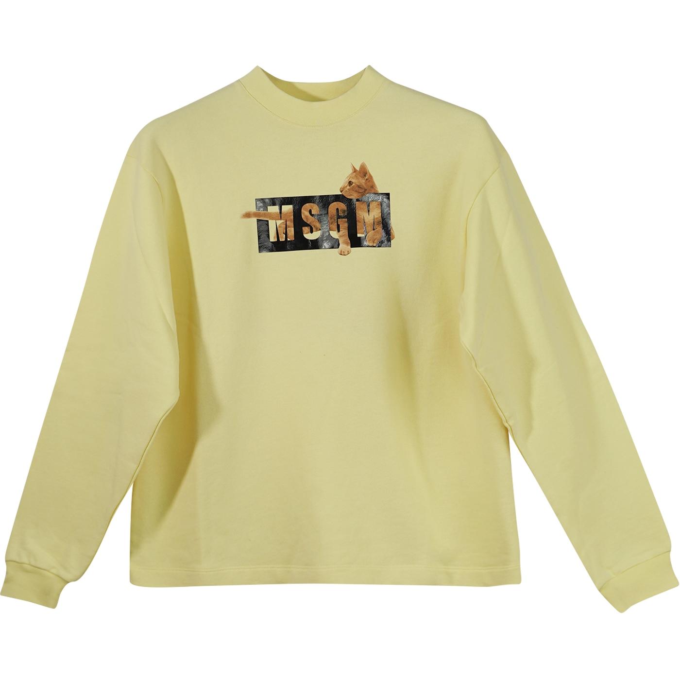 MSGM Yellow Animal Alphabet Print Crewneck Long-Sleeve Unisex Sweatshirt 2842MDM161207499-06