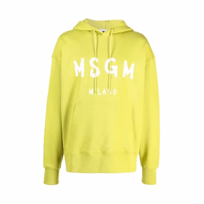 MSGM Yellow Logo Print Oversized Hoodie Long Sleeve 3140MM51521759933
