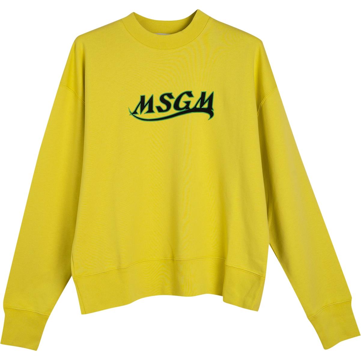 MSGM Yellow Oversized Crewneck Sweatshirt with Logo 3040MM18521709907