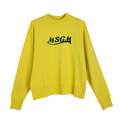 MSGM Yellow Oversized Crewneck Sweatshirt with Logo 3040MM18521709907