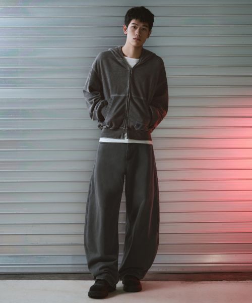 Musinsa Standard [Champion Collab] Garment Dyed Curved Denim Pants [Charcoal Gray] MMFNP9C09-CG