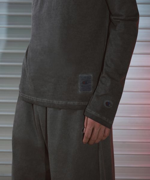Sizing MUSINSA STANDARD [Champion聯名] Luna染色亨利領短版長袖T恤 [炭灰色] MMFTL9C06-CG