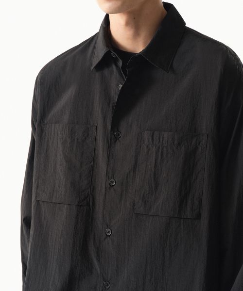Sizing Musinsa Standard [City Leisure] 轻量宽松尼龙衬衫 [黑色] MMESL3Z02-BK
