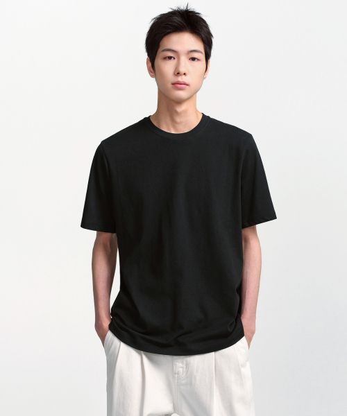 MUSINSA STANDARD [Cool Standard] Basic Crew Neck T-Shirt [Black] MMBTS6Z10-BK