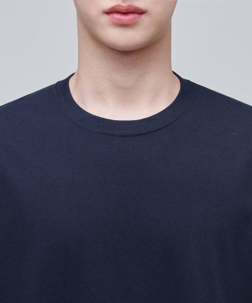 Shop MUSINSA STANDARD [Cool Standard] Basic Crew Neck T-Shirt [Navy] MMBTS6Z10-NA