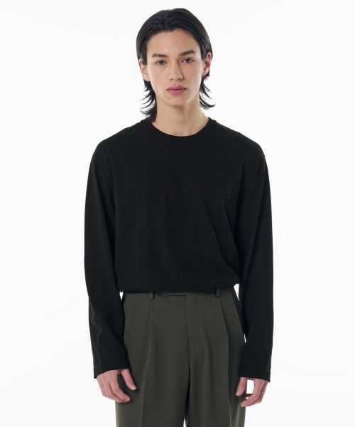 MUSINSA STANDARD [Cool Standard] Crew Neck Long Sleeve T-Shirt [Black] MMJTL5Z18-BK
