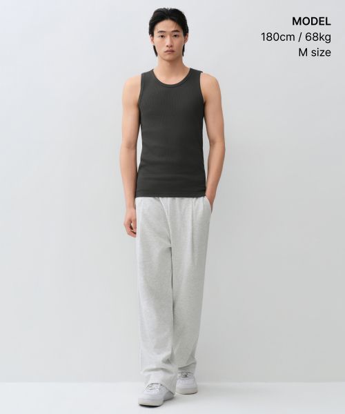 Shop MUSINSA STANDARD [Cool Standard] Essential Tank Top [Dark Grey] MMFTE6A32-DG