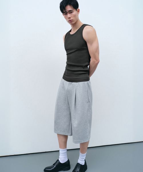 Lookbook MUSINSA STANDARD [涼感標準] 一摺百慕達運動短褲 [中灰色] MMEPK6Z92-MR