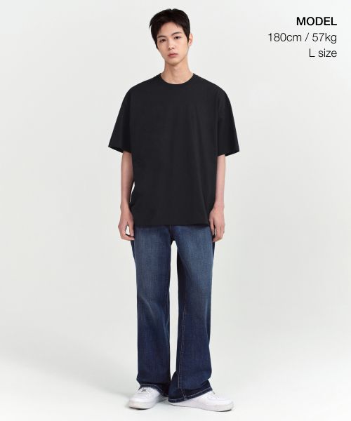 Order MUSINSA STANDARD [Cool Standard] Oversized Crew Neck T-Shirt [Black] MMBTS6Z11-BK