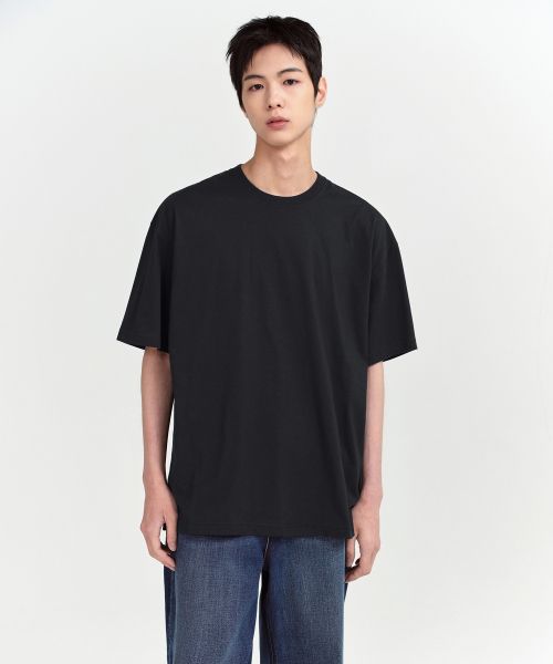 Lookbook MUSINSA STANDARD [Cool Standard] Oversized Crew Neck T-Shirt [Black] MMBTS6Z11-BK