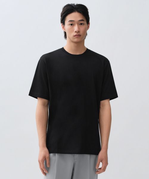 MUSINSA STANDARD [Cool Standard] Regular Crew Neck T-Shirt [Black] MMFTS4A23-BK