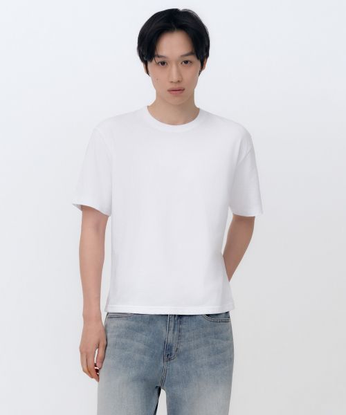 MUSINSA STANDARD [Cool Standard] Regular Crop T-Shirt [White] MMFTS4A24-WH