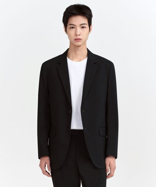 MUSINSA STANDARD [Cool Standard] Relaxed Basic Blazer [Black] MMBJK5Z06-BK
