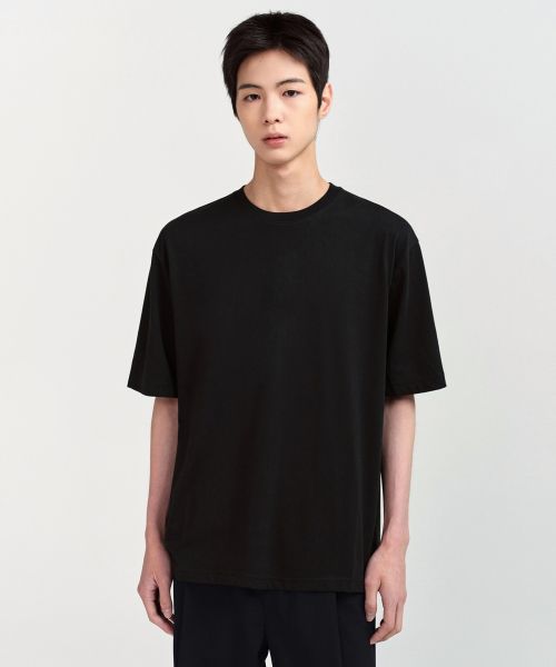 MUSINSA STANDARD [Cool Standard] Relaxed Fit Crew Neck T-Shirt [Black] MMJTS6Z19-BK