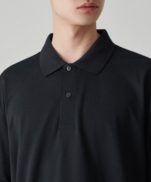 Cheap MUSINSA STANDARD [涼感標準] 寬鬆剪裁珠地布 polo 衫 [黑色] MMCTP6Z06-BK