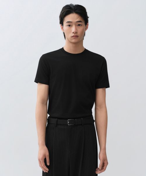 MUSINSA STANDARD [Cool Standard] Slim Crew Neck T-Shirt [Black] MMFTS4A22-BK