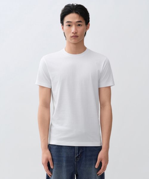 Lookbook MUSINSA STANDARD [Cool Standard] Slim Crew Neck T-Shirt [White] MMFTS4A22-WH