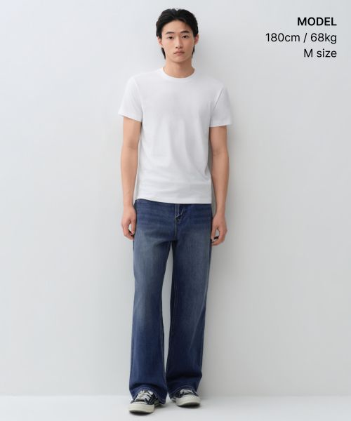 Shop MUSINSA STANDARD [Cool Standard] Slim Crew Neck T-Shirt [White] MMFTS4A22-WH