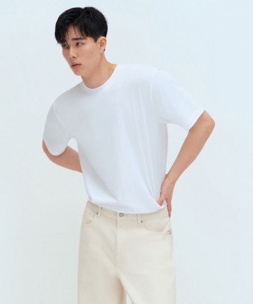 MUSINSA STANDARD [CoolStandard] Regular Crew Neck T-Shirt [White] MMFTS4A23-WH