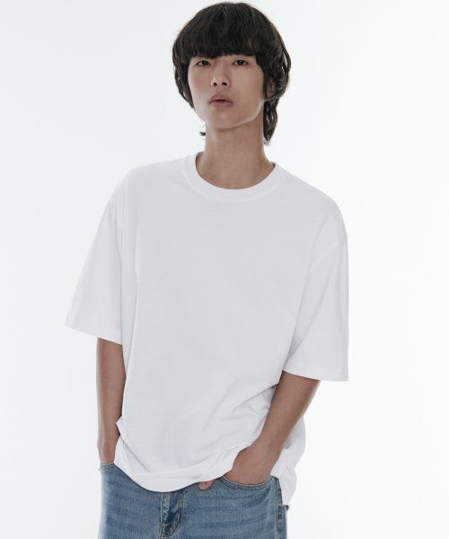 Order MUSINSA STANDARD [CoolStandard] 宽松版圆领珠地网眼白色T恤 MMCTS6Z07-WH