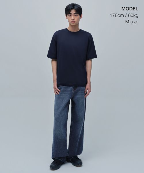 Order MUSINSA STANDARD [Coolstandard] Relaxed Fit Crew Neck T-Shirt [Navy] MMJTS6Z19-NA