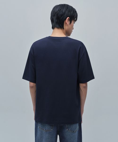 Lookbook MUSINSA STANDARD [Coolstandard] Relaxed Fit Crew Neck T-Shirt [Navy] MMJTS6Z19-NA