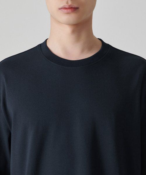 Lookbook MUSINSA STANDARD [Cooltandard] Relaxed Fit Crew Neck Pique T-Shirt [Navy] MMCTS6Z07-NA