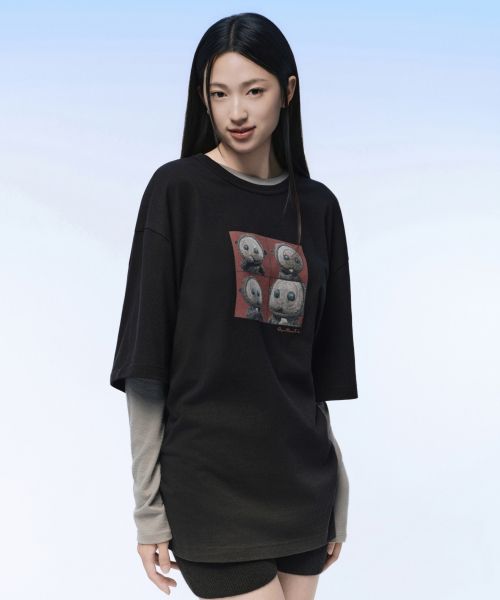 Shop MUSINSA STANDARD [Dongung Collab] Kkeomeoksali Kaos 2 [Hitam] MMFTS9D12-BK