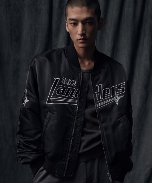 MUSINSA STANDARD [SSG Landers Collaboration] MA-1 Bomber Jacket [Black] MMFJJ8D90-BK