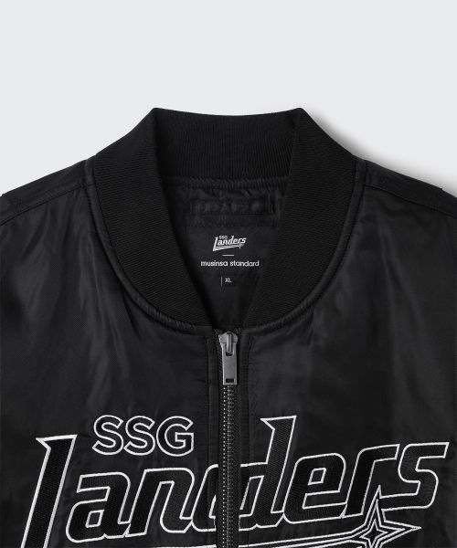 Shop MUSINSA STANDARD [SSG Landers联名款] MA-1飞行员夹克 [黑色] MMFJJ8D90-BK