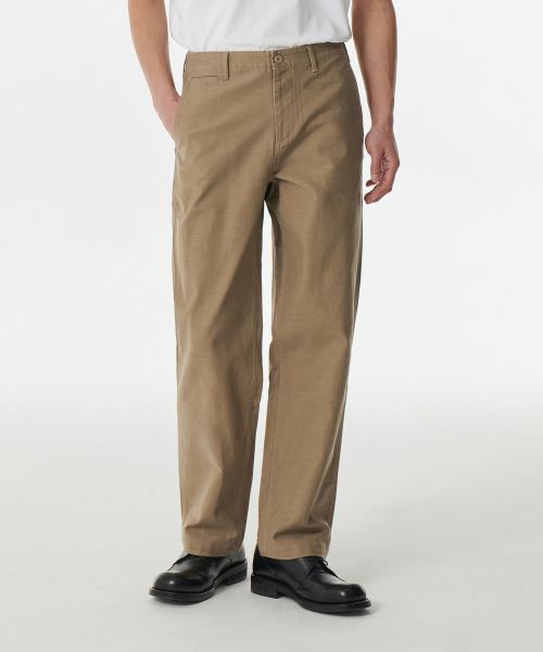 Musinsa Standard Back Satin Tapered Officer Pants [Sand Beige] MMDPC3Z14-SE