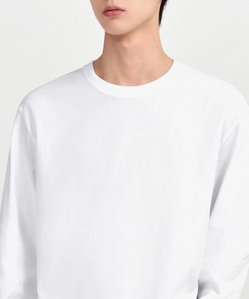 Shop Musinsa Standard Basic Long Sleeve T-Shirt [White] MM0TLAZ09-WH