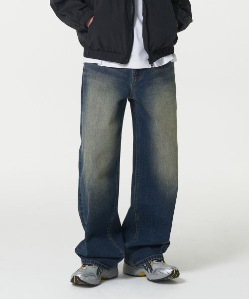 Musinsa Standard Big Brush Extra Wide Denim Pants [Rusty Blue] MMDNP0Z22-UL