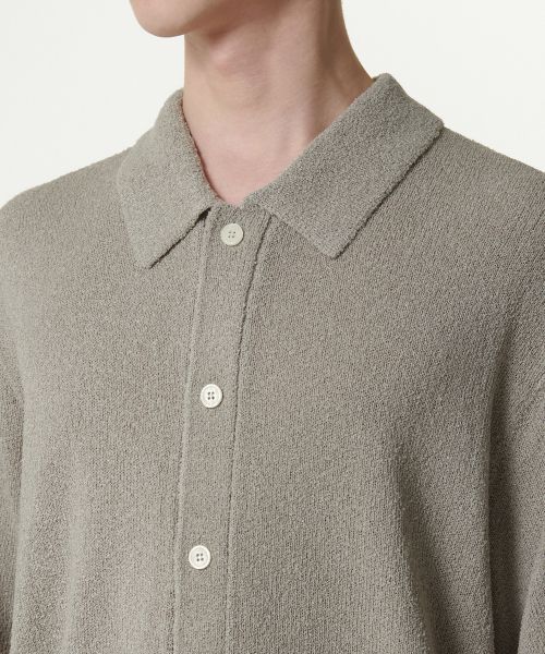 Shop MUSINSA STANDARD Boucle Collared Short Sleeve Cardigan [Light Warm Grey] MMDWC5Z01-LW