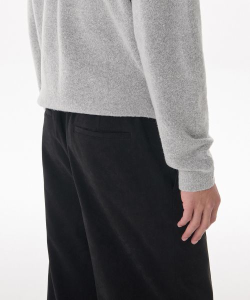 Shop MUSINSA STANDARD 磨毛單褶寬版鬆緊腰長褲 [黑色] MMDPCAZ13-BK