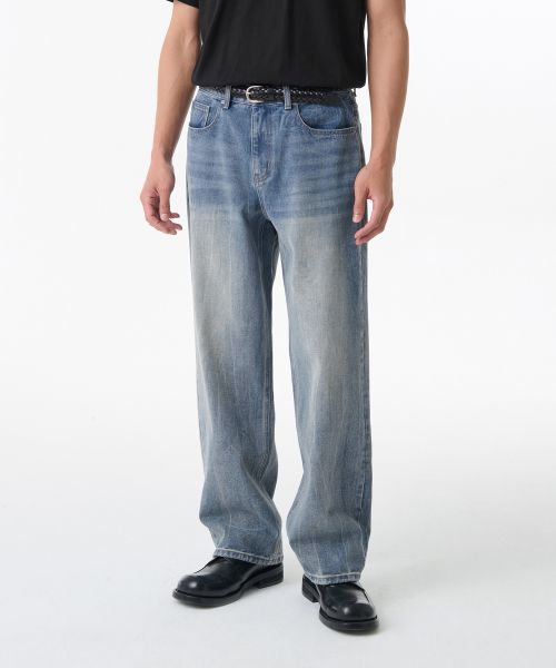 Musinsa Standard Crease Washed Loose Straight Denim Pants [Light Indigo] MMDNP0Z12-LI
